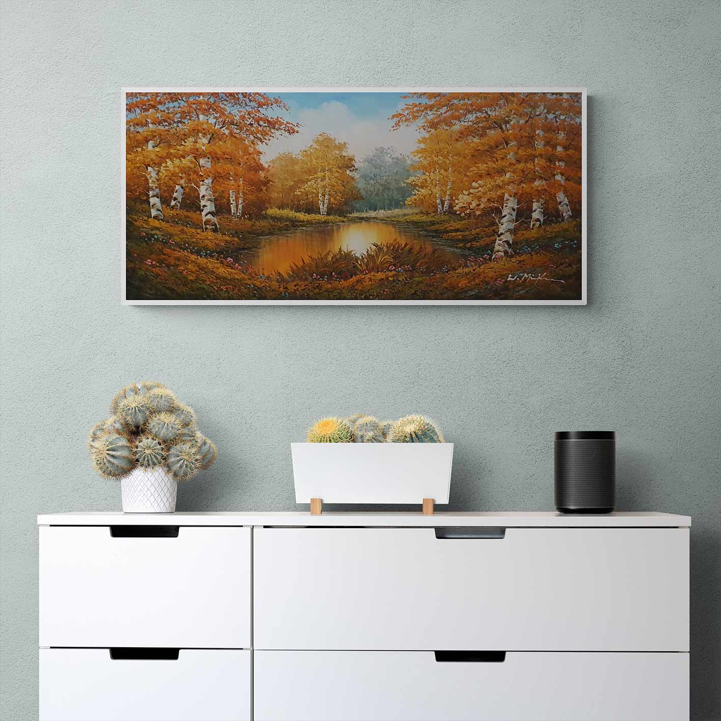 Cuadro Bosque y Lago 90x40 cm