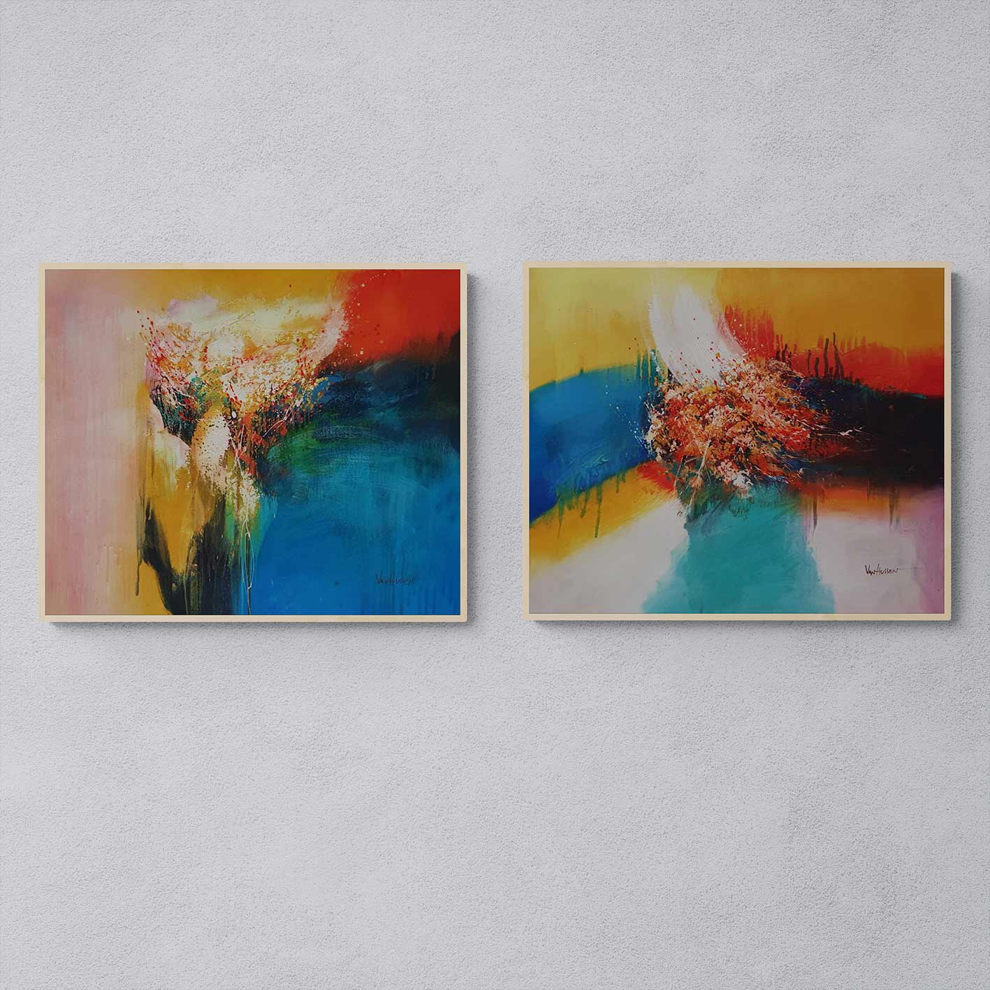 Cuadro Diptico Bola Pintura  50x60 cm [2 piezas]
