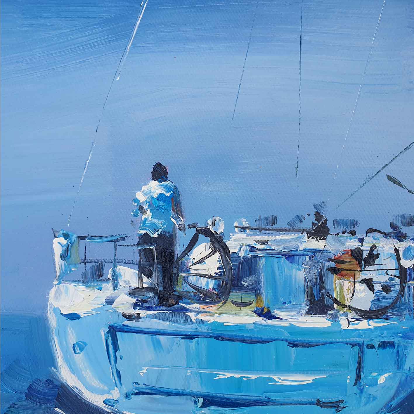 Pintura al óleo original de velero