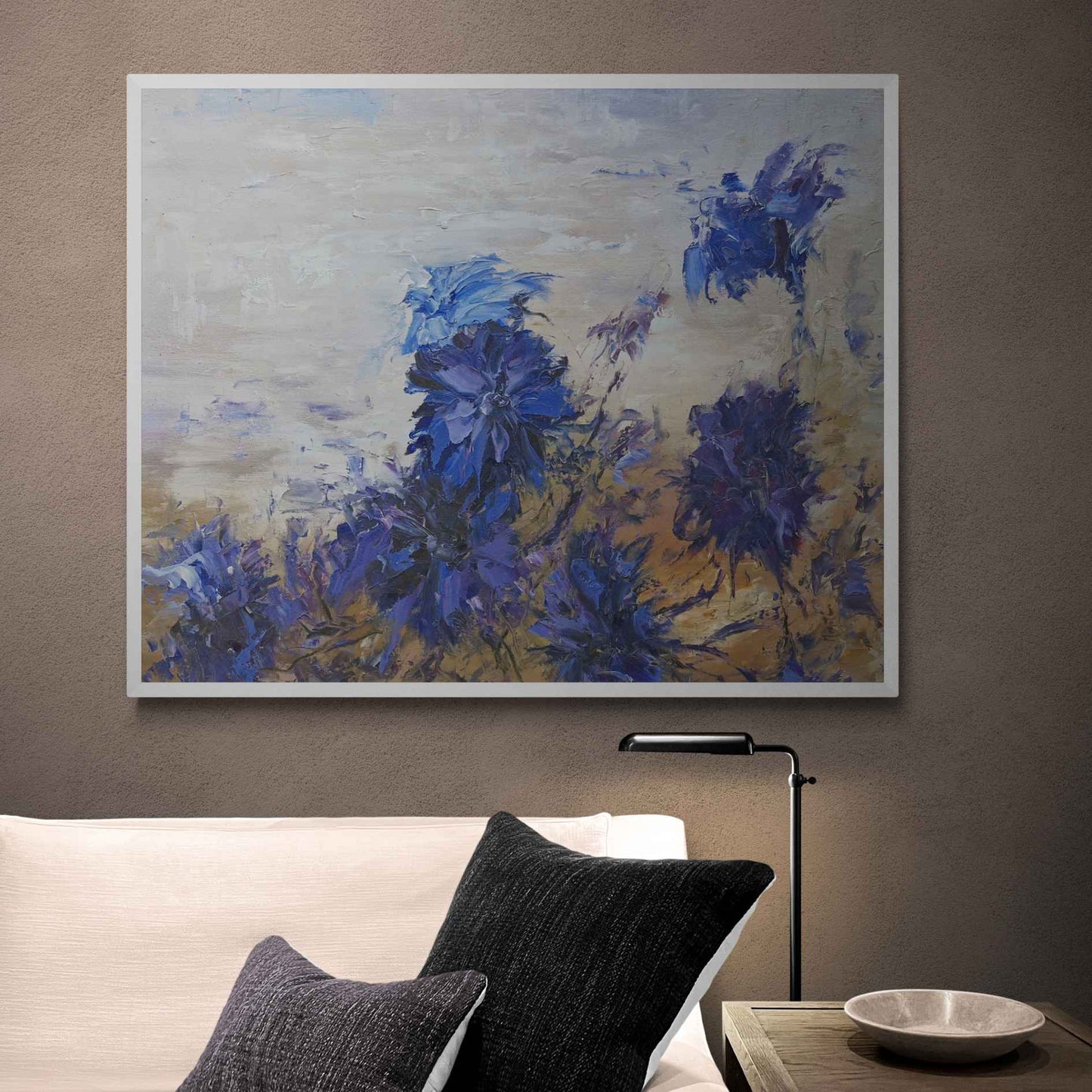 Cuadro Azul Floral 100x80 cm