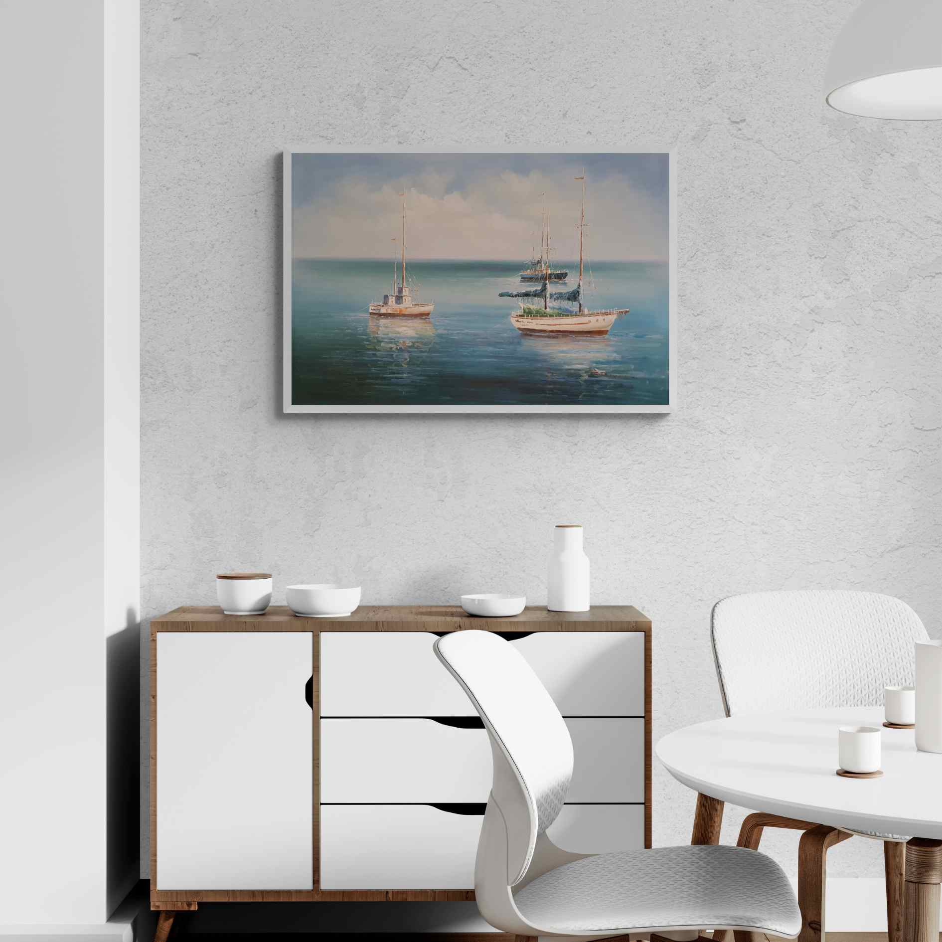 Cuadro Barco Pesquero en la Faena  90x60 cm