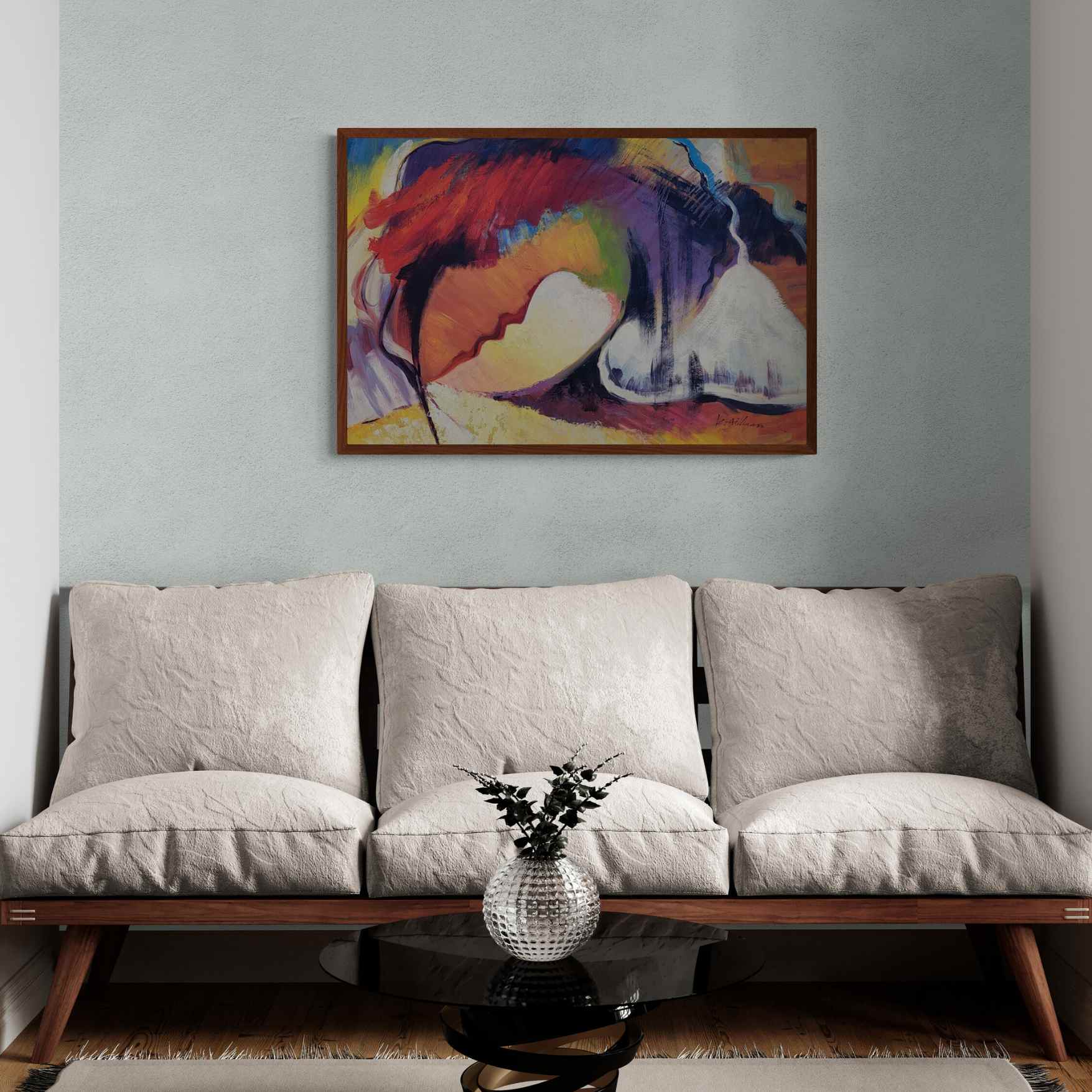 Pintura abstracta de silueta humana colorida estilo contemporáneo