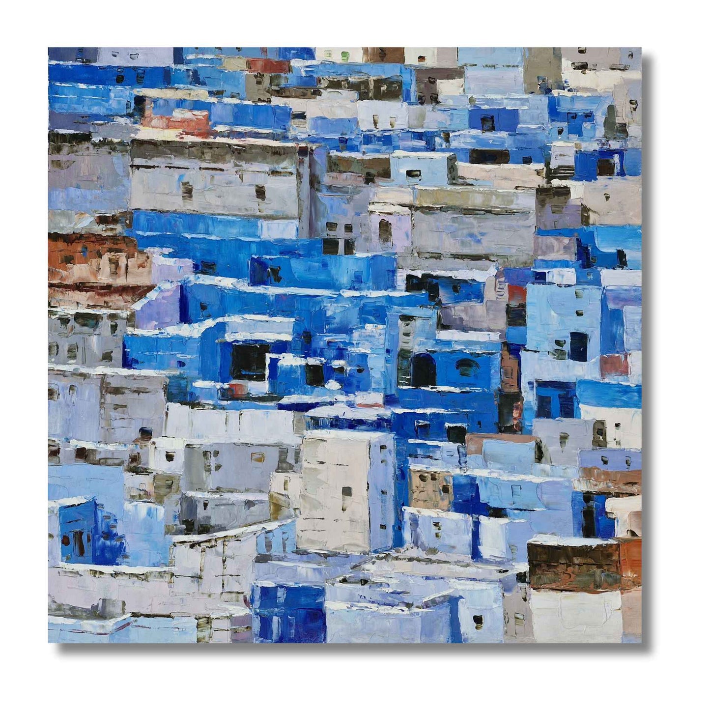 Obra artística original inspirada en la ciudad azul de Marruecos