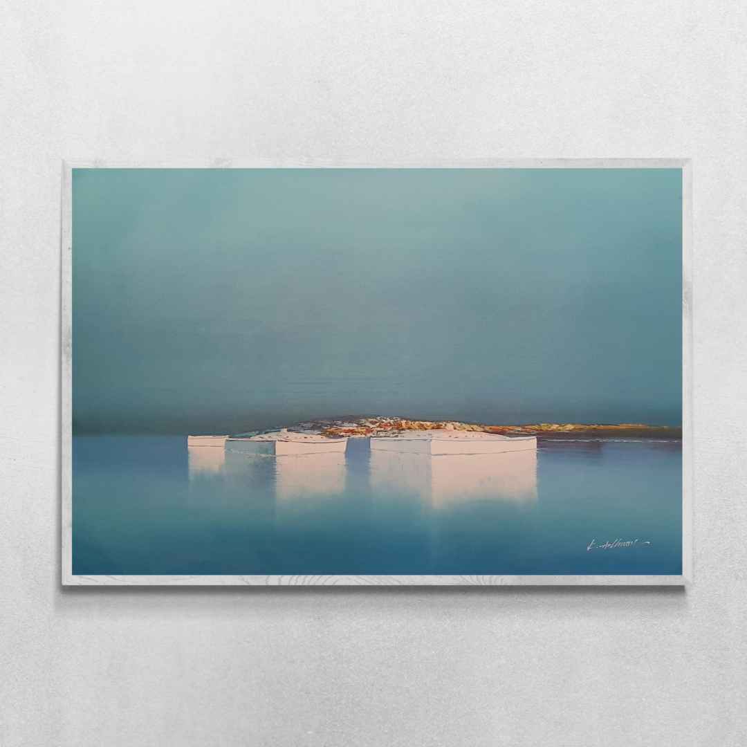 Comprar pintura decorativa de marina con barcos, luz y serenidad