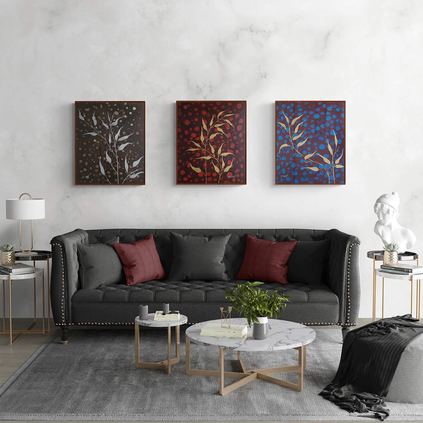 Cuadro Triptico Ramas Decorativas 50x60 cm [3 piezas]