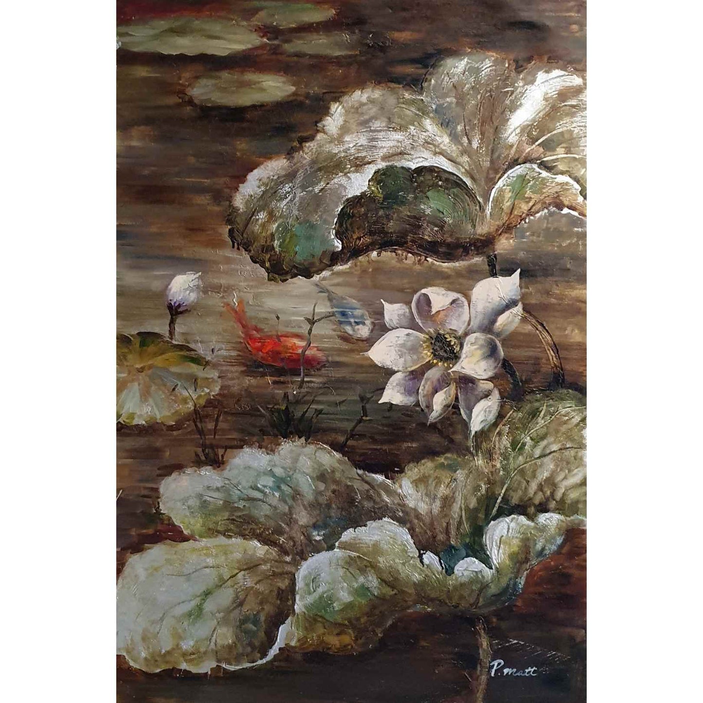 Cuadro floral flor de loto nenufar 