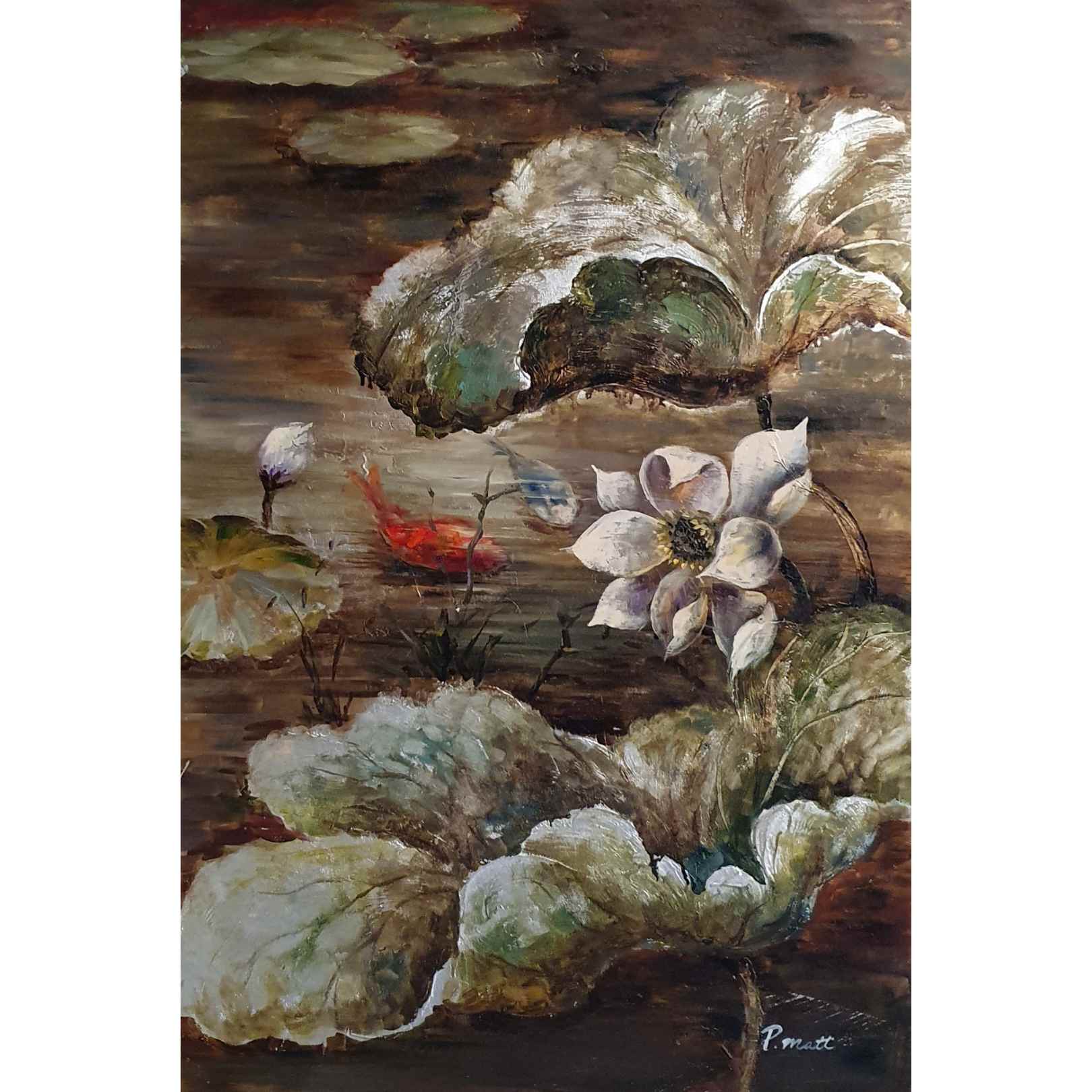 Cuadro floral flor de loto nenufar 