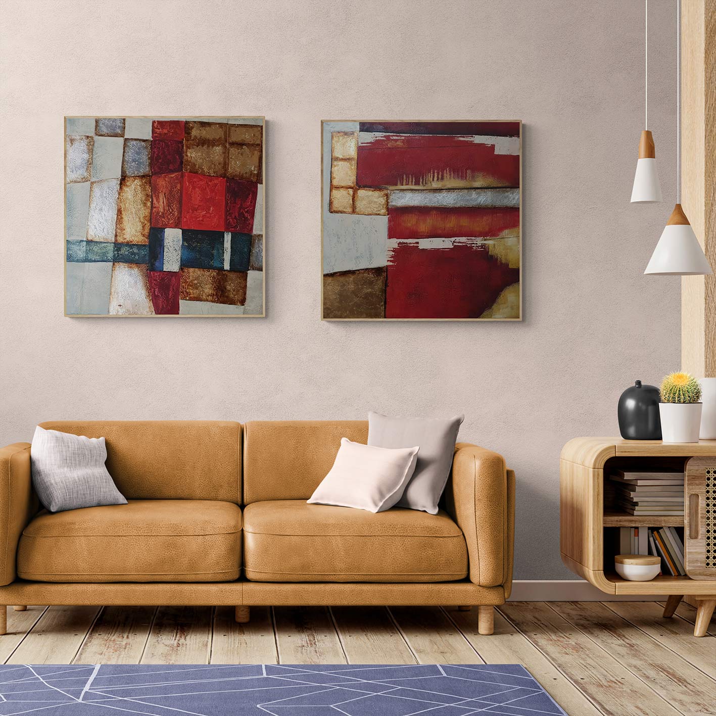 Conjunto de dos cuadros modernos para decoración de interiores