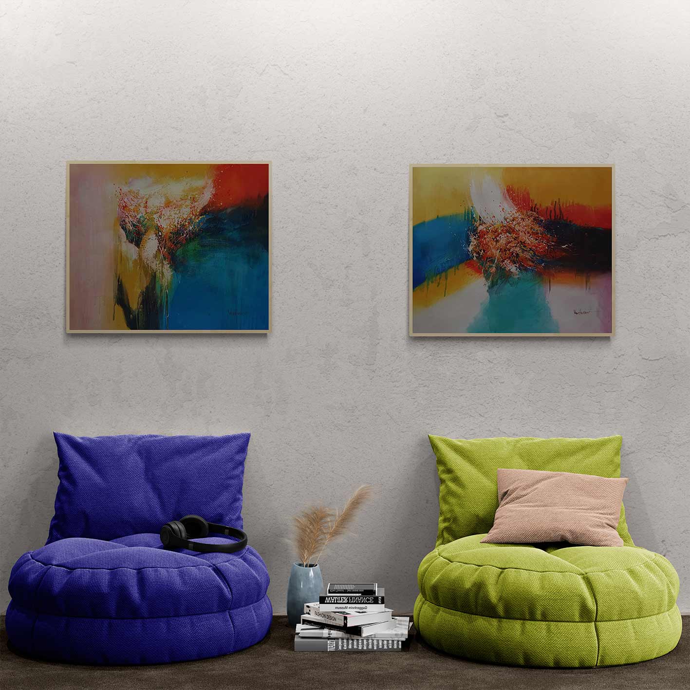 Cuadro Diptico Bola Pintura  50x60 cm [2 piezas]