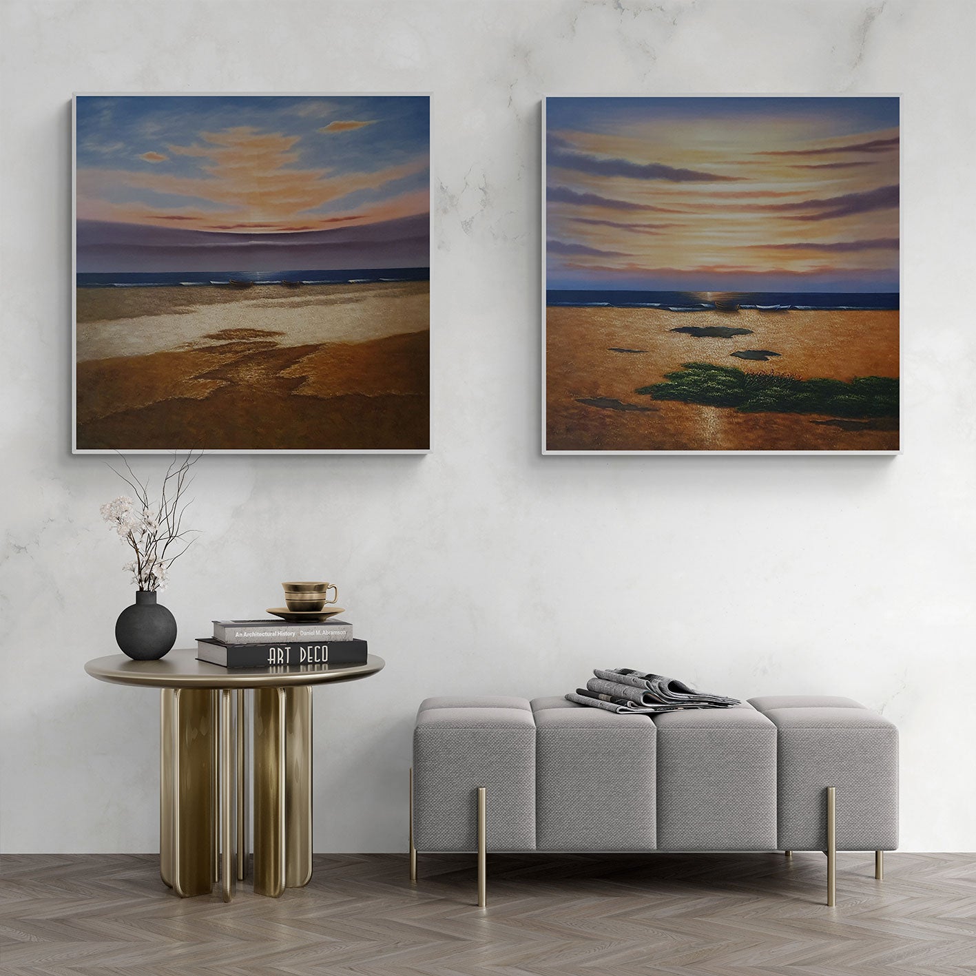 Cuadro Díptico Marinas Tierra 80x80 cm [2 piezas]