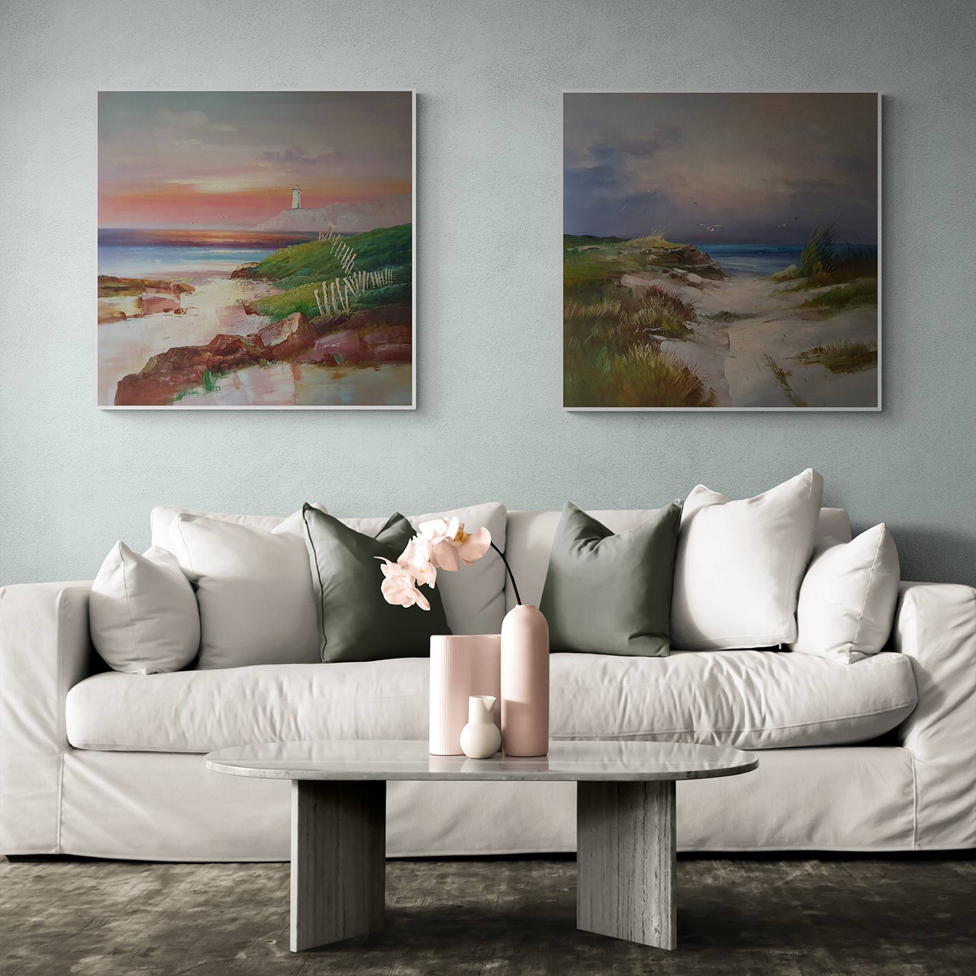 Cuadro Diptico Marinas y Dunas 80x80 cm [2 piezas]