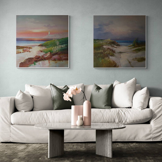 Cuadro Diptico Marinas y Dunas 80x80 cm [2 piezas]