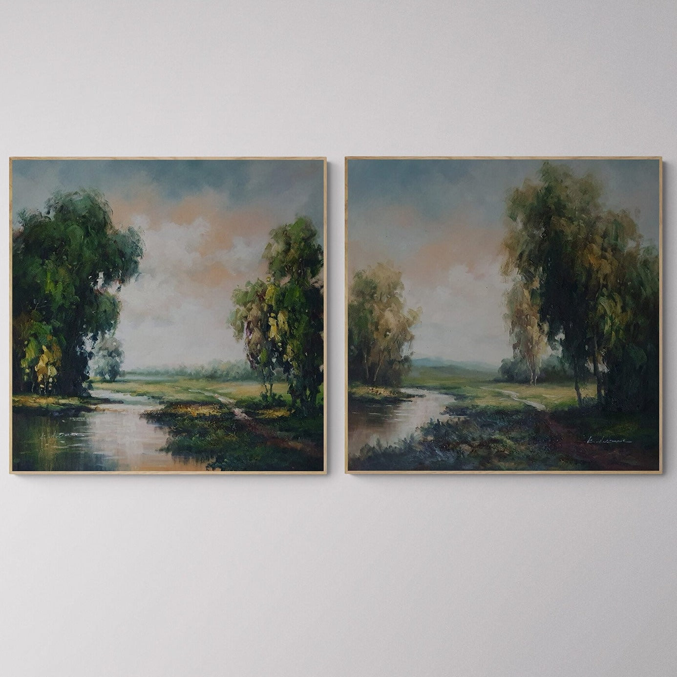 Cuadro Díptico Paisaje Pantano  80x80 cm [2 piezas]