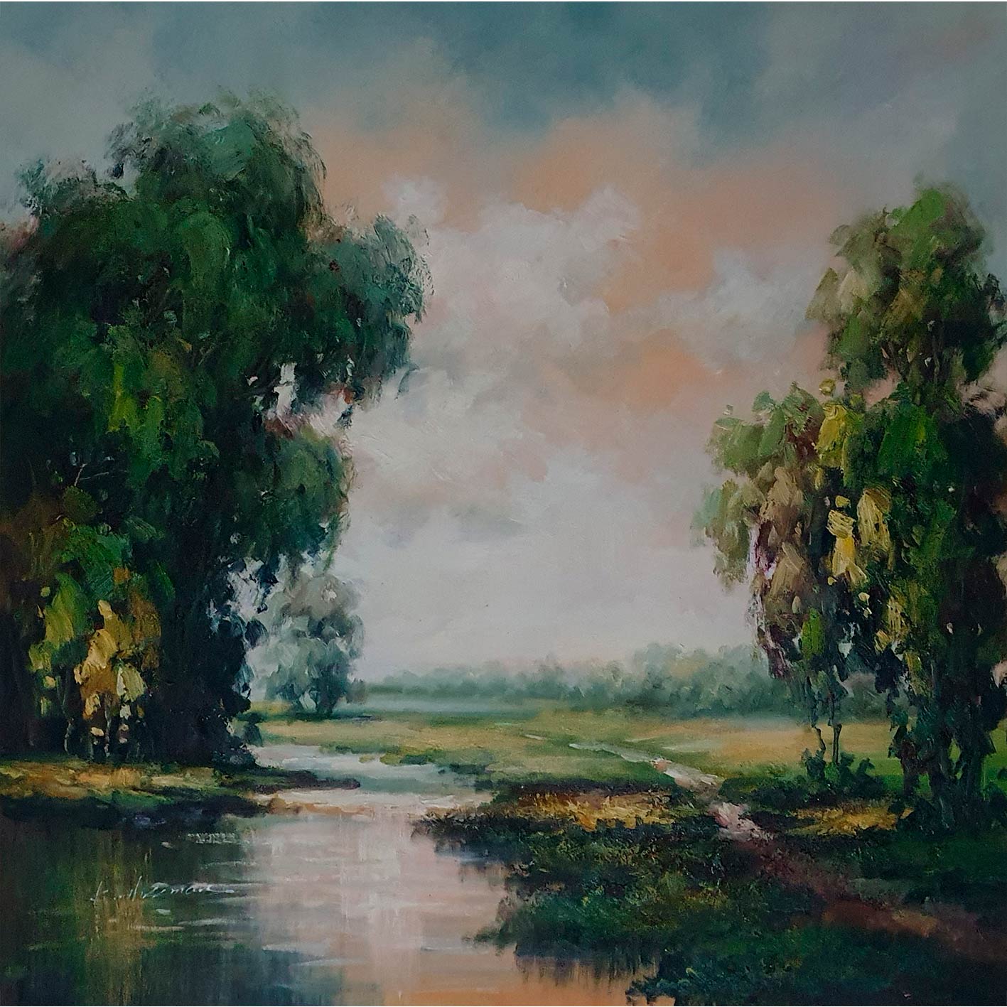 Cuadro Diptico Paisaje Pantano  80x80 cm [2 piezas] Texturas