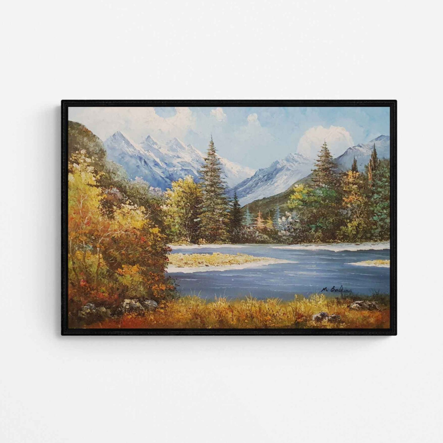 Cuadro El Lago Entre Montañas 90x60 cm
