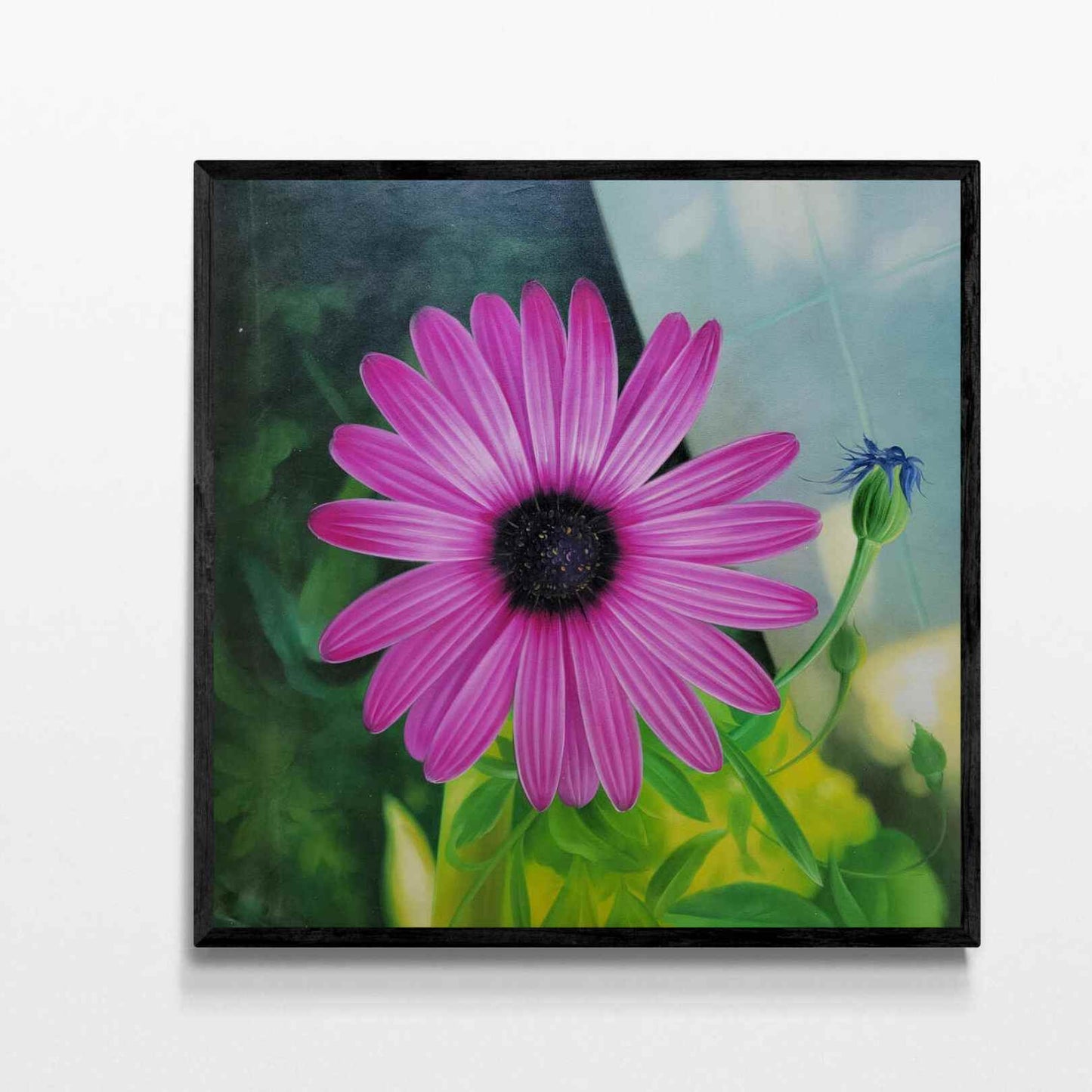Cuadro floral en formato 70x70 cm pintado a mano con gran realismo