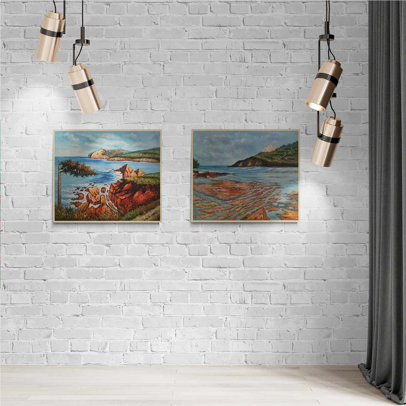 Obra de arte lista para colgar con vista panorámica de marismas