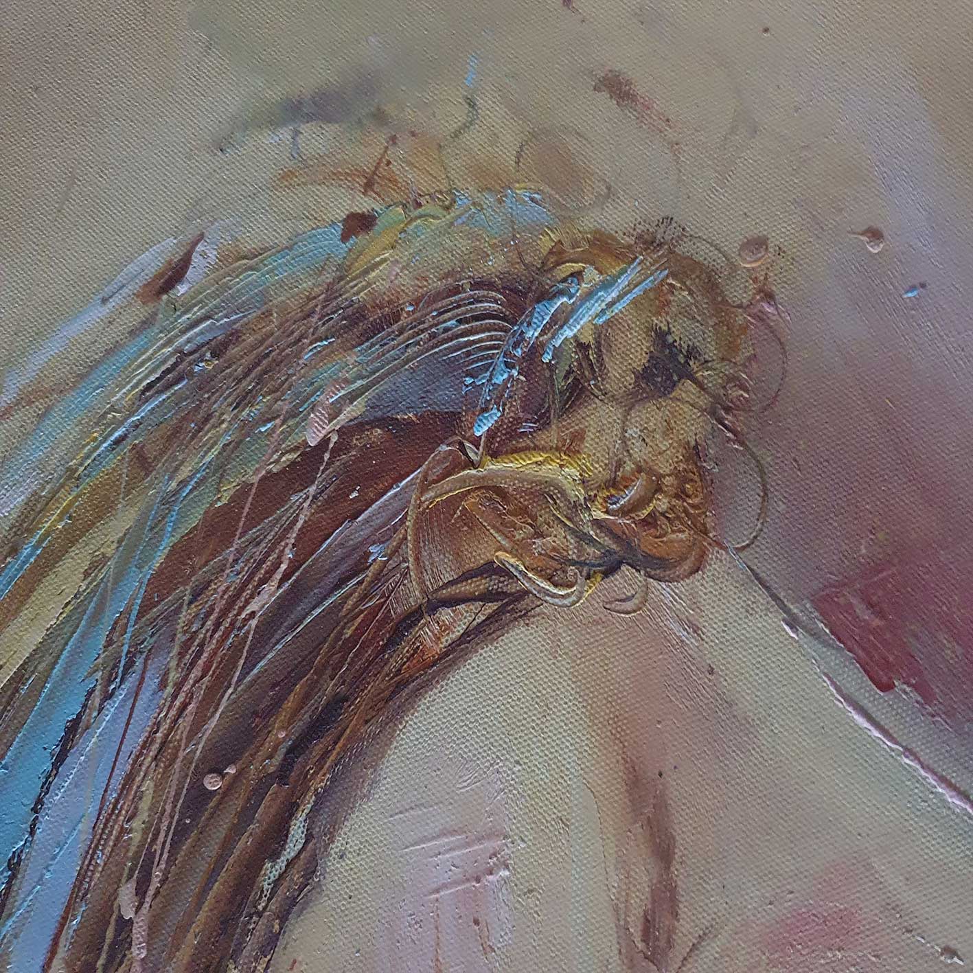 Cuadro Lienzo Oleo Diptico Mujer Abstracta 50X60 cm [2 piezas] Texturas