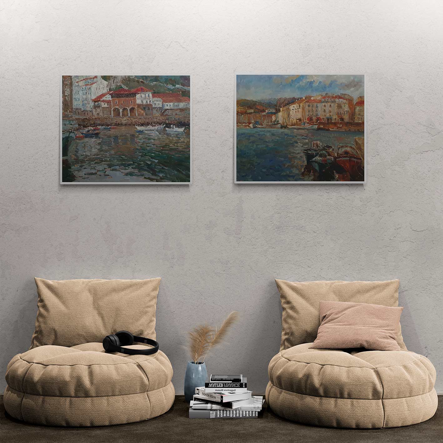 Decoración artística - díptico de puerto para hogar u oficina