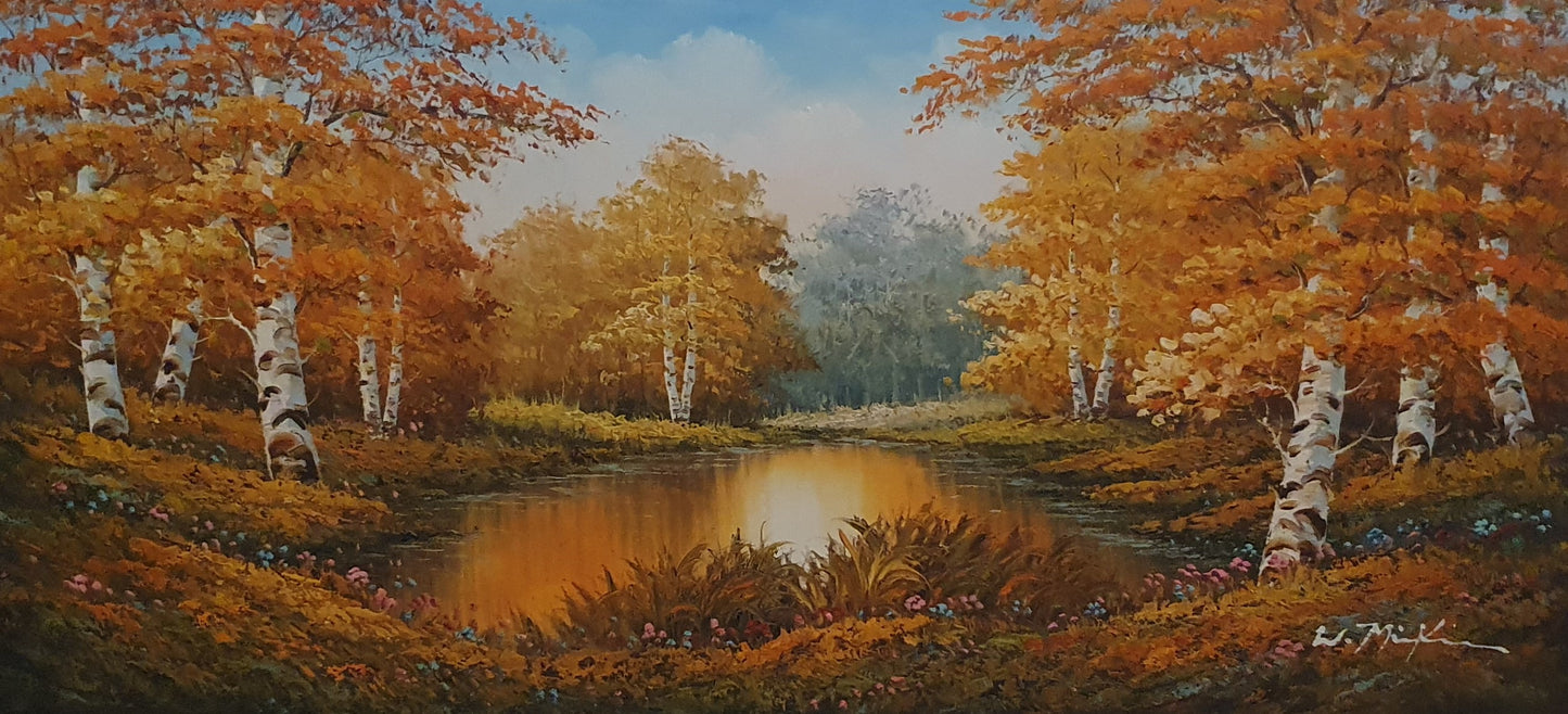Cuadro Bosque y Lago 90x40 cm