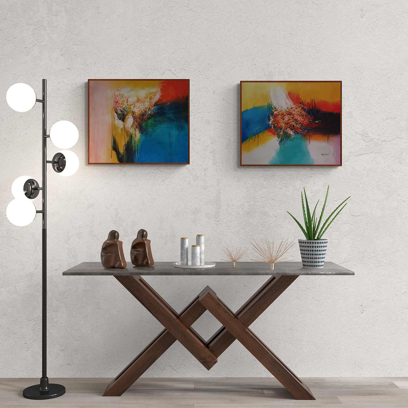Cuadro Diptico Bola Pintura  50x60 cm [2 piezas]