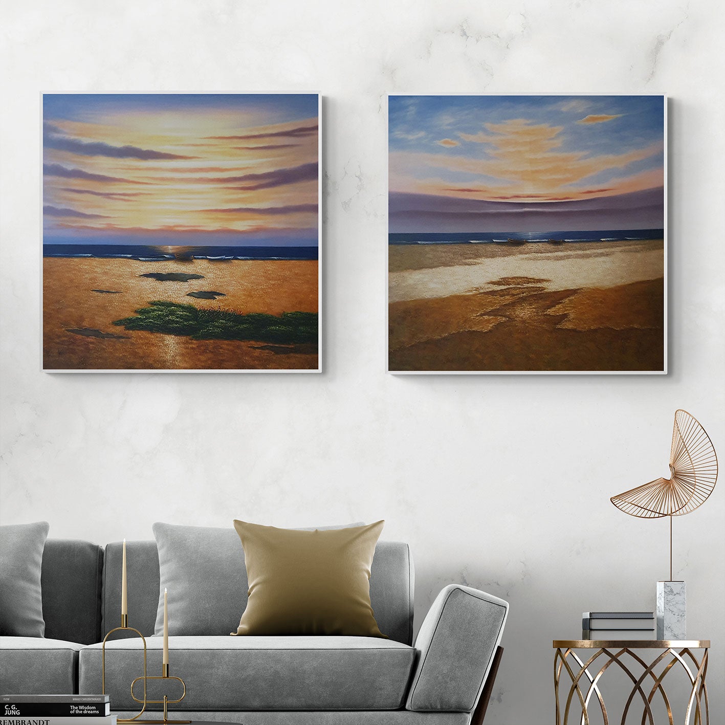 Cuadro Diptico Marinas Tierra 80x80 cm [2 piezas]
