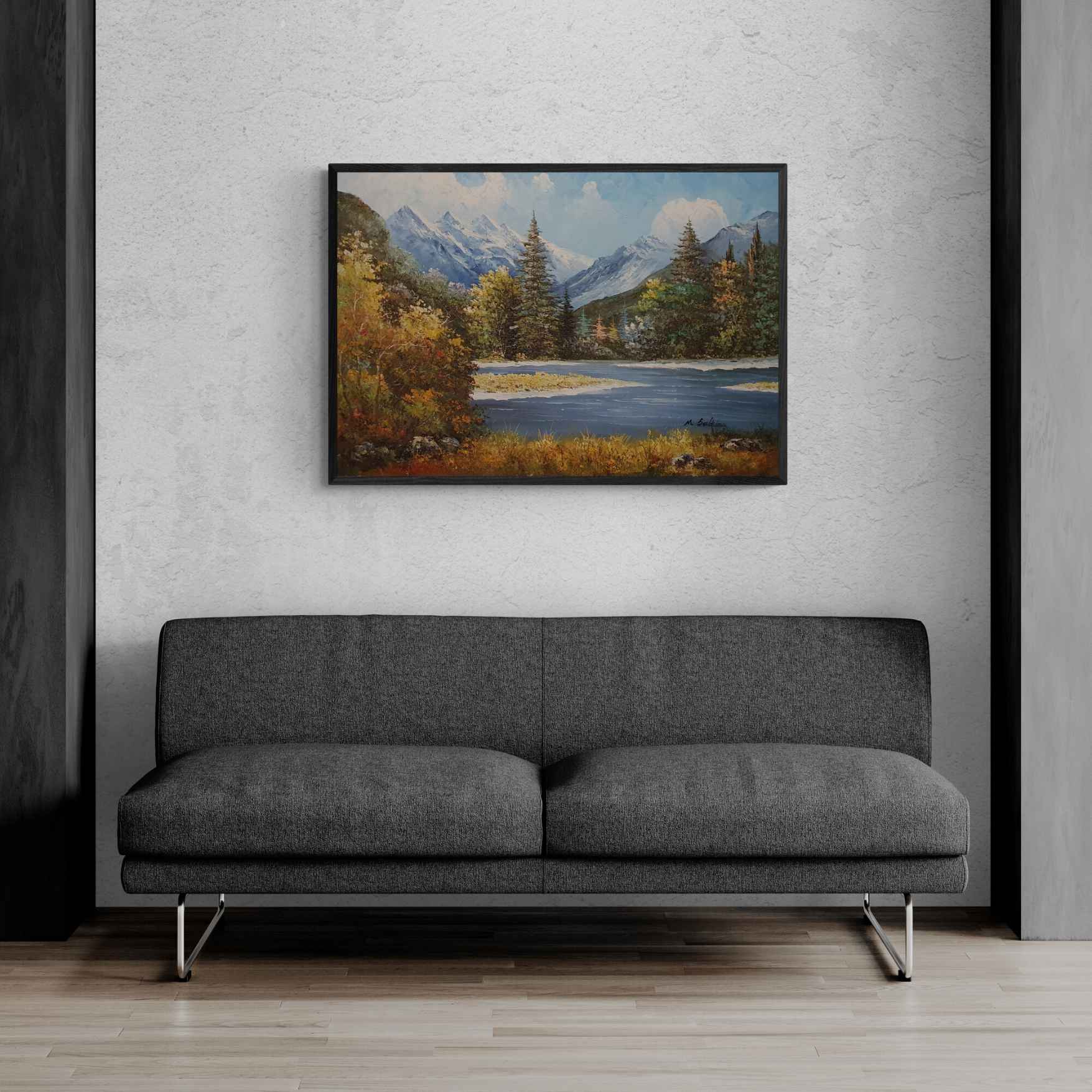 Cuadro El Lago Entre Montañas 90x60 cm