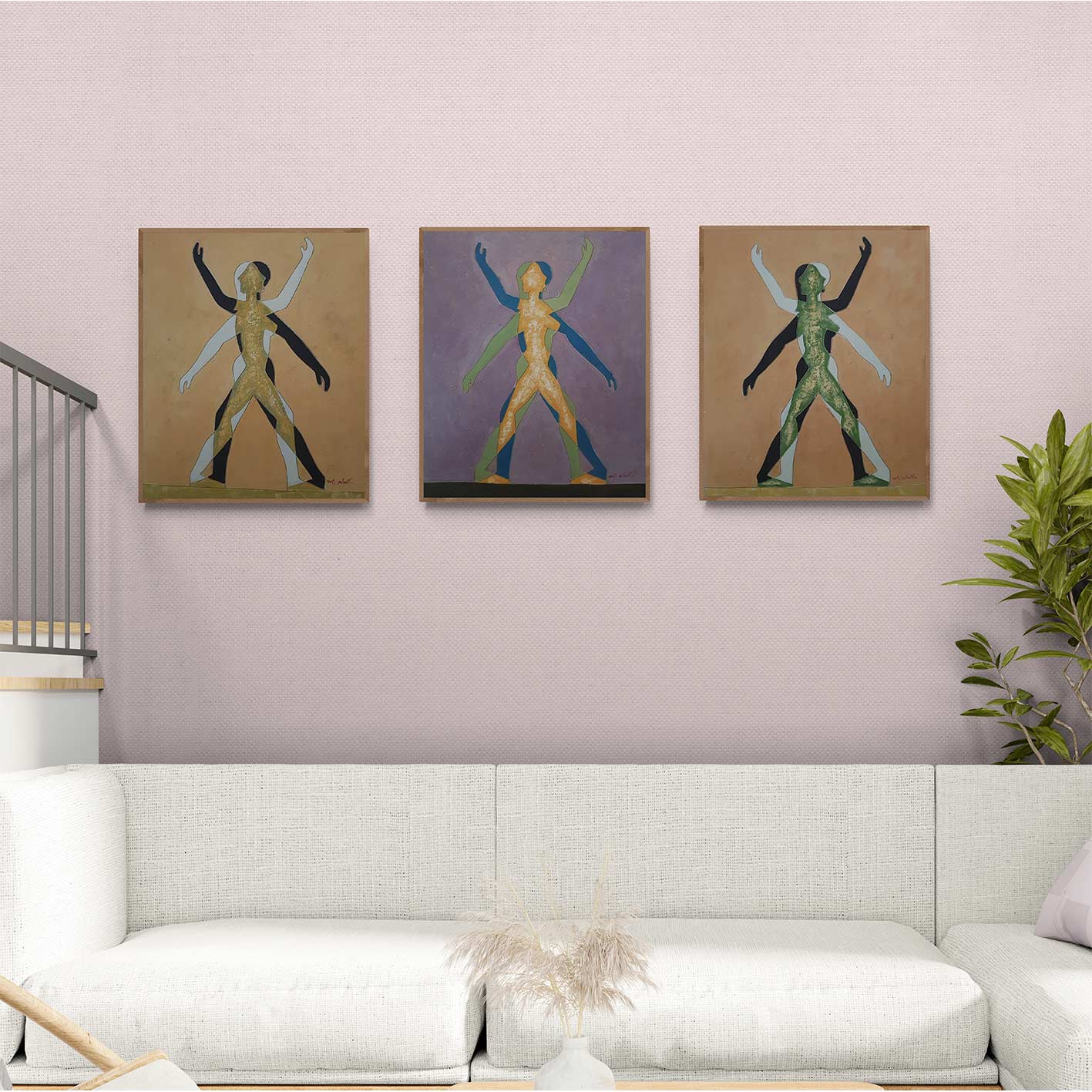Cuadro Inspirado Jonathan Borofsky  50x60 cm [3 piezas]