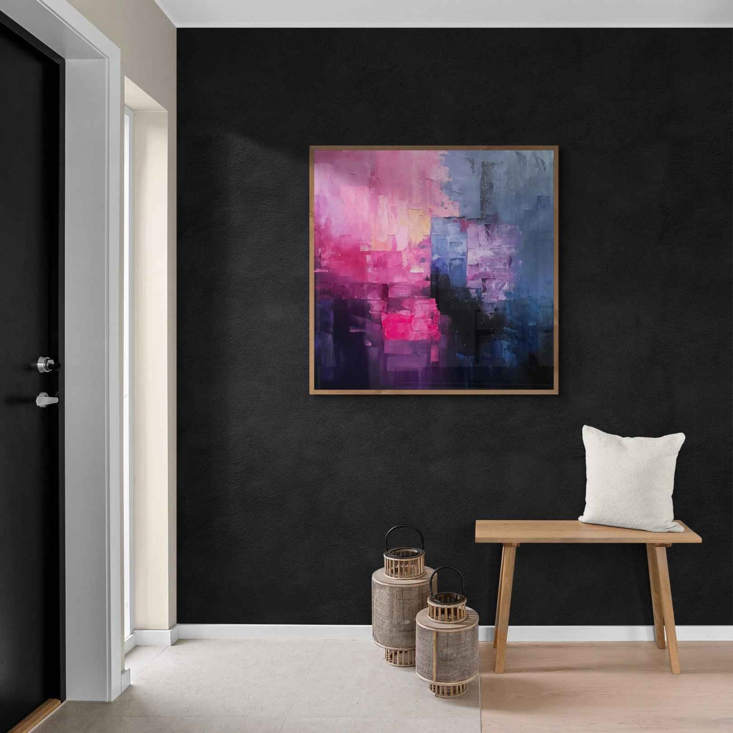Cuadro contemporáneo con pinceladas expresivas y coloridas