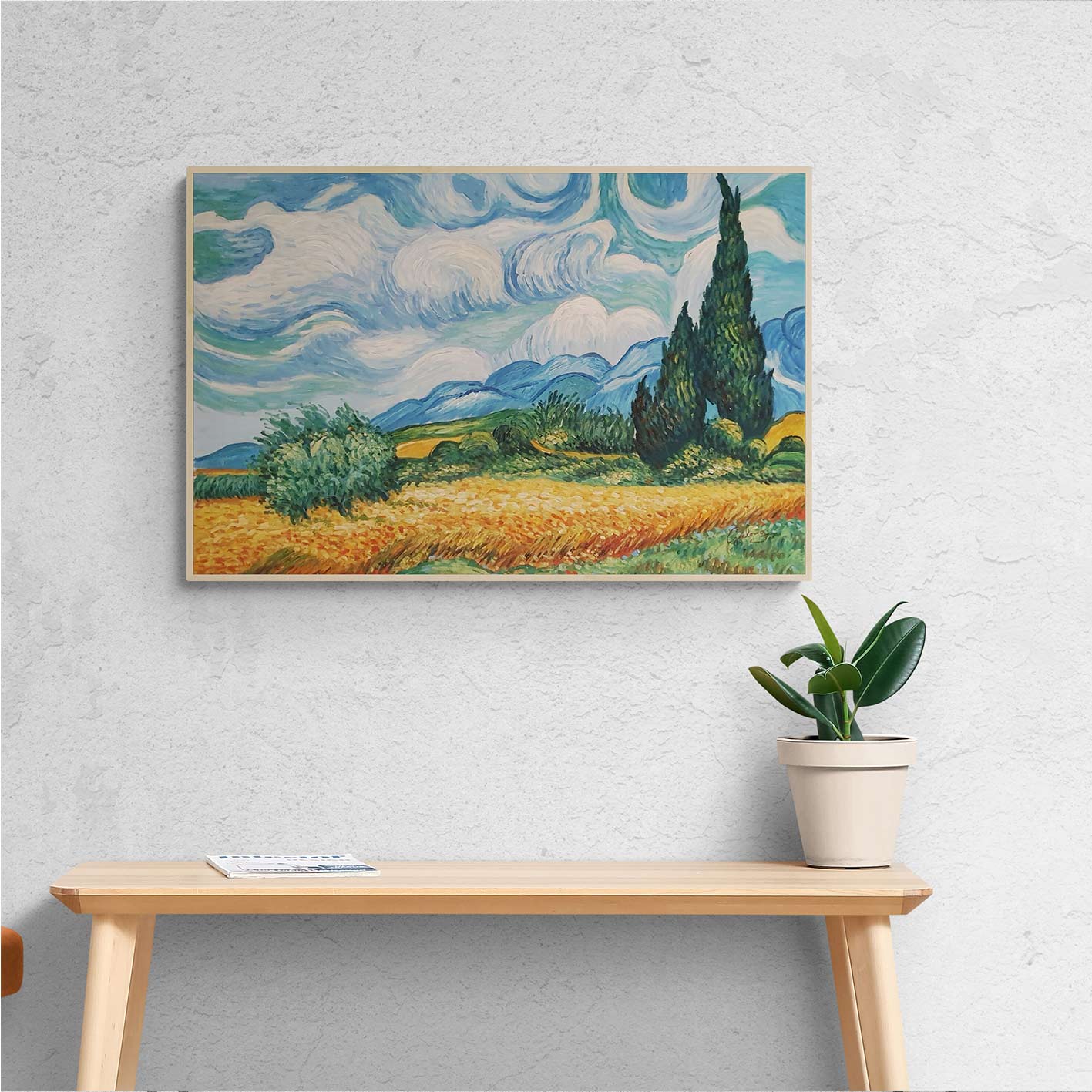 Cuadro Oleo Lienzo Eliteart-Wheat Field con cipreses 90x60 cm