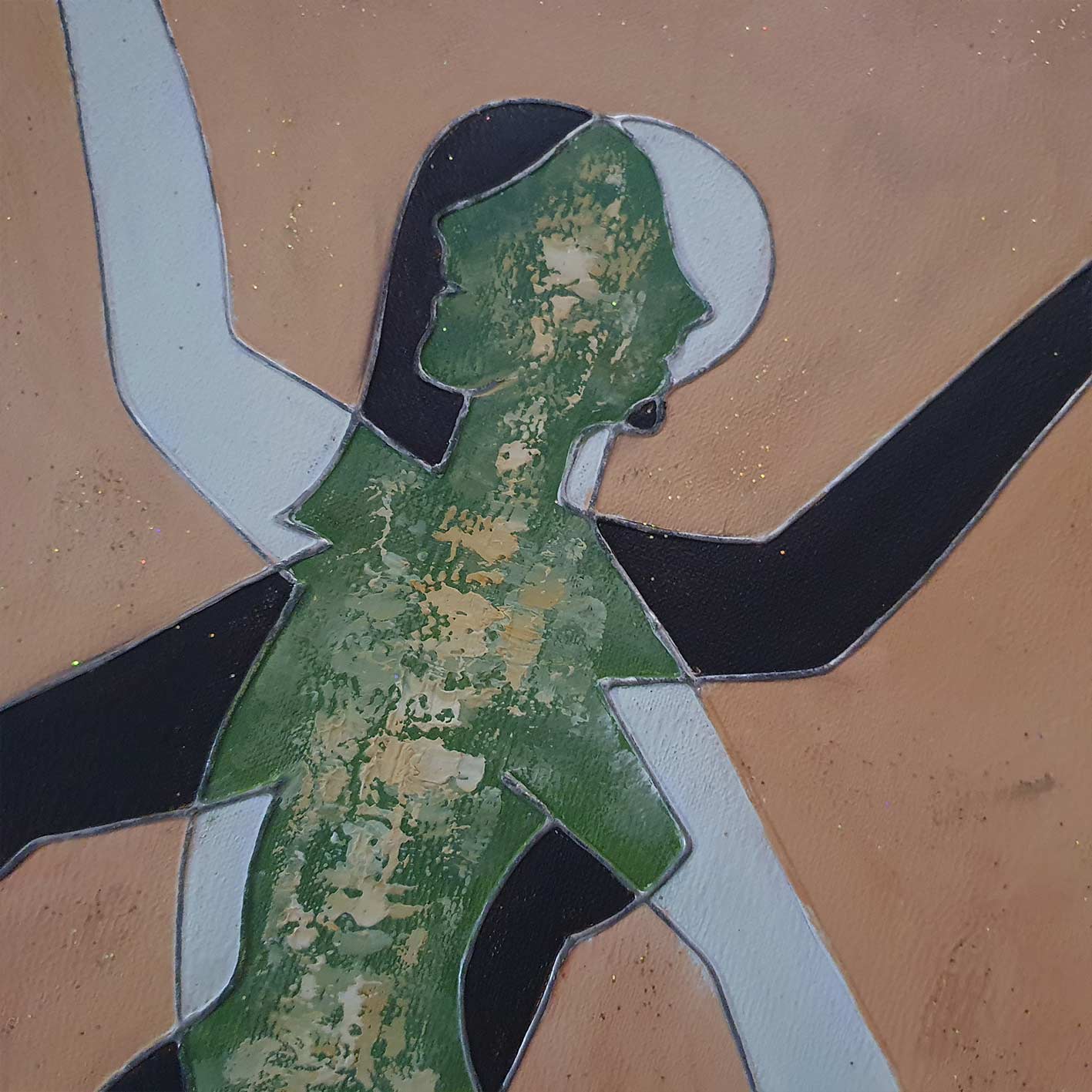 Cuadro Oleo Lienzo Arte  Inspirado Jonathan Borofsky  50x60 cm [3 piezas] Texturas