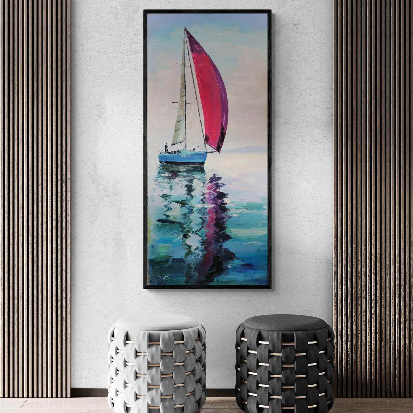 Cuadro Oleo Lienzo Pintura La Vela Morada 130x55 cm