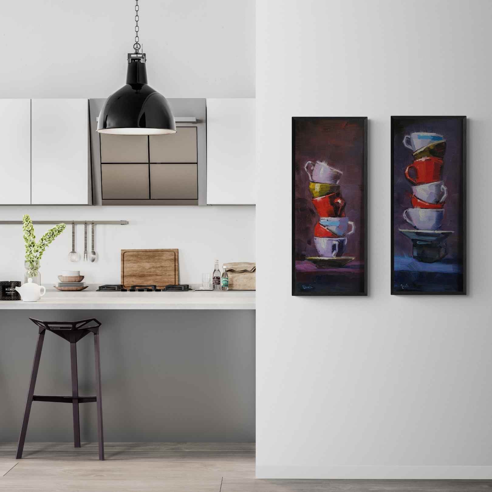 Cuadro Oleo Pintura Desayuno con Amigos 40x90 cm