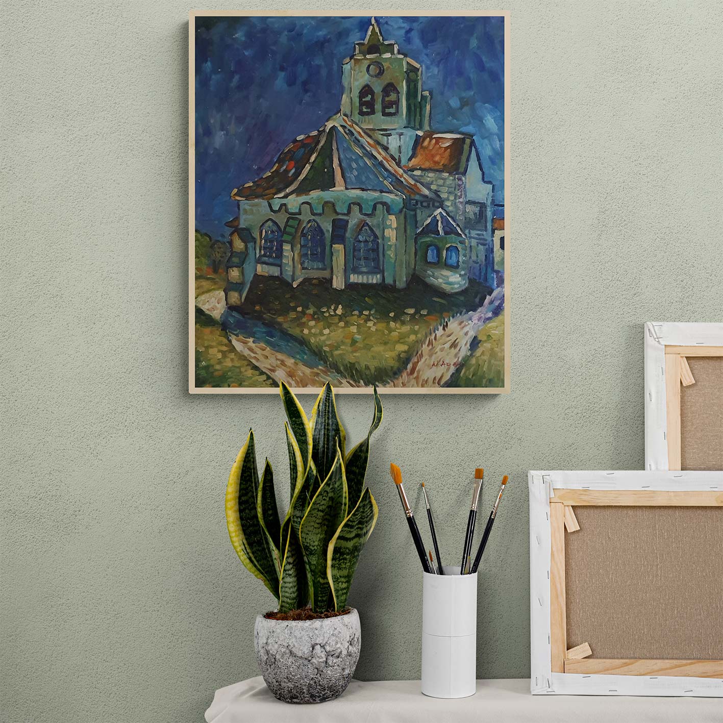 Cuadro Van Gogh La Iglesia de Auvers-sur-Oise 50x60 cm