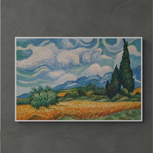 Eliteart-Wheat Field con cipreses 90x60 cm