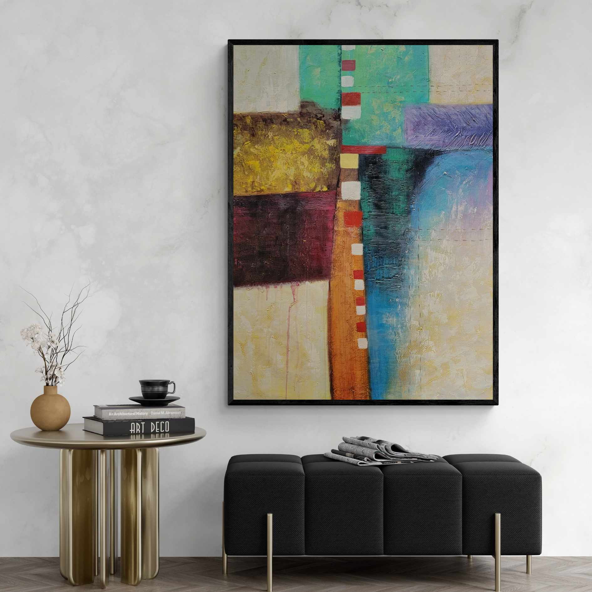 Cuadro Oleo Lienzo Arte  Abstracta Camelias 120x90 cm