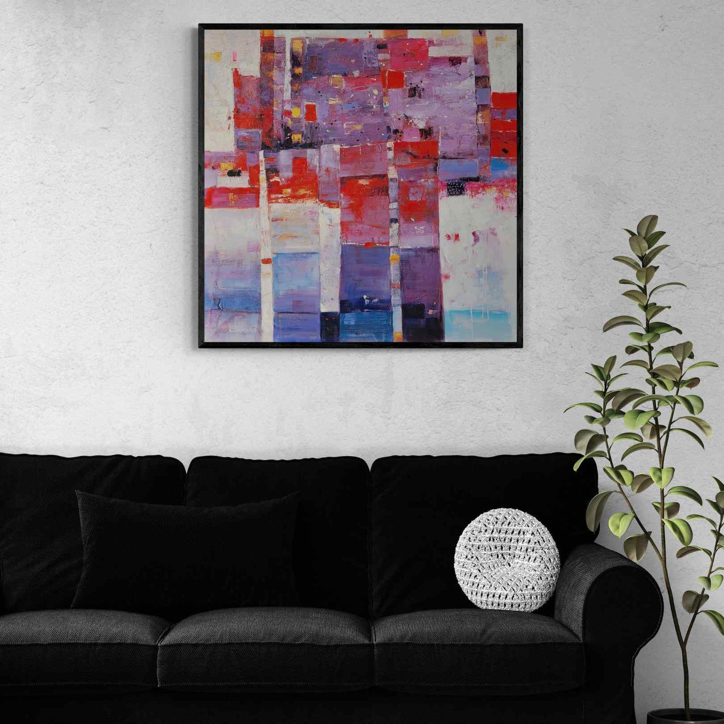 Pintura Óleo Abstracta colores rojos y violetas