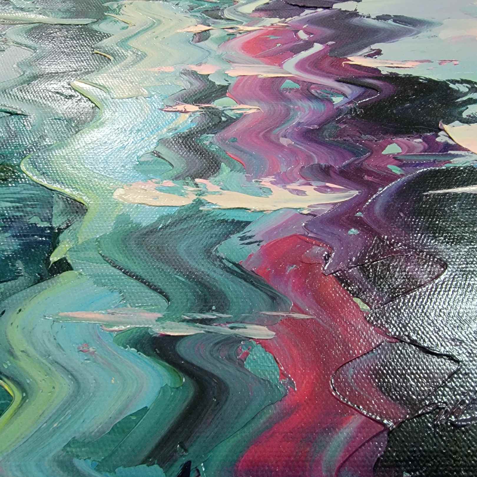 Cuadro Oleo Lienzo Pintura La Vela Morada 130x55 cm