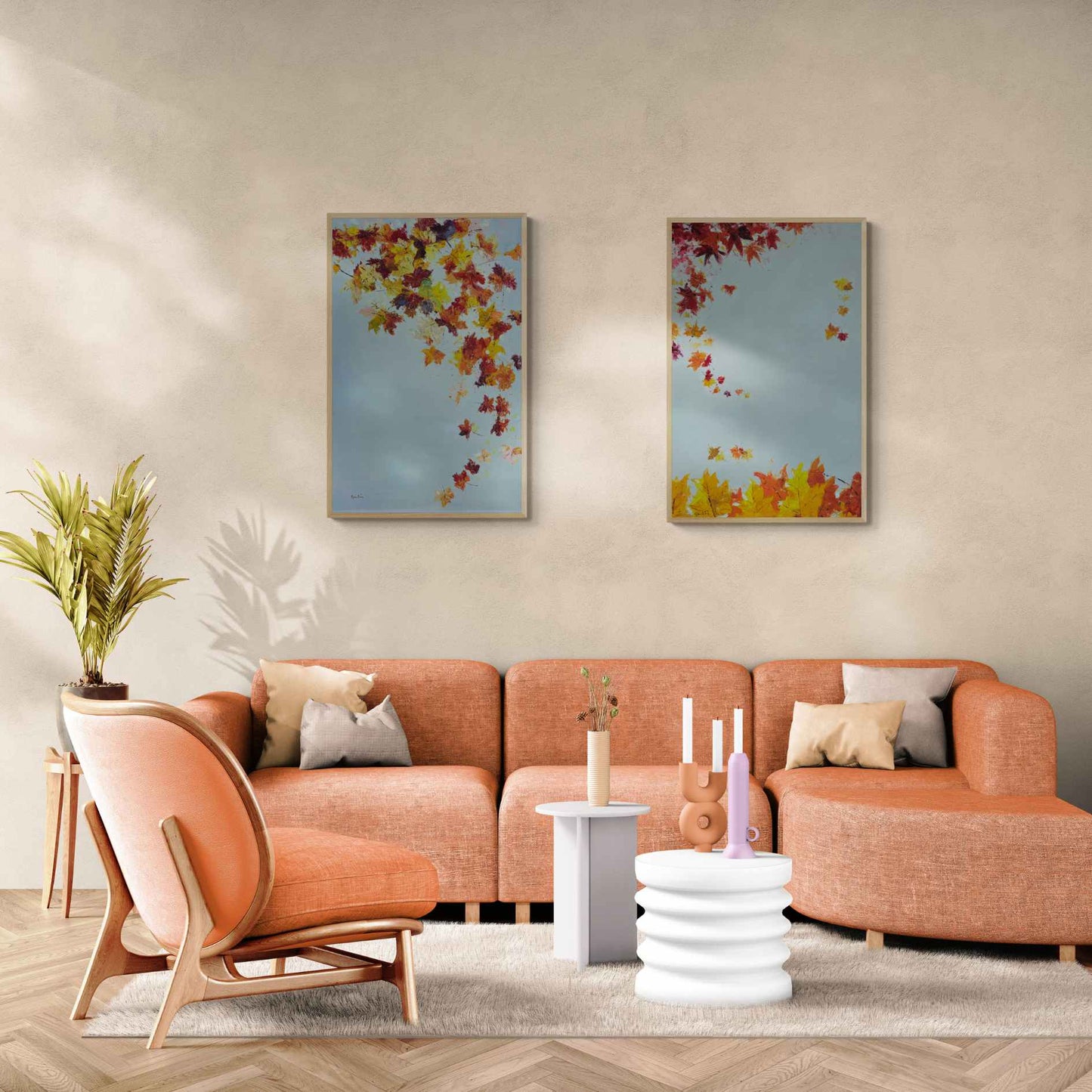 Pintura la caida en otoño 70x110 cm [ 2 piezas ]