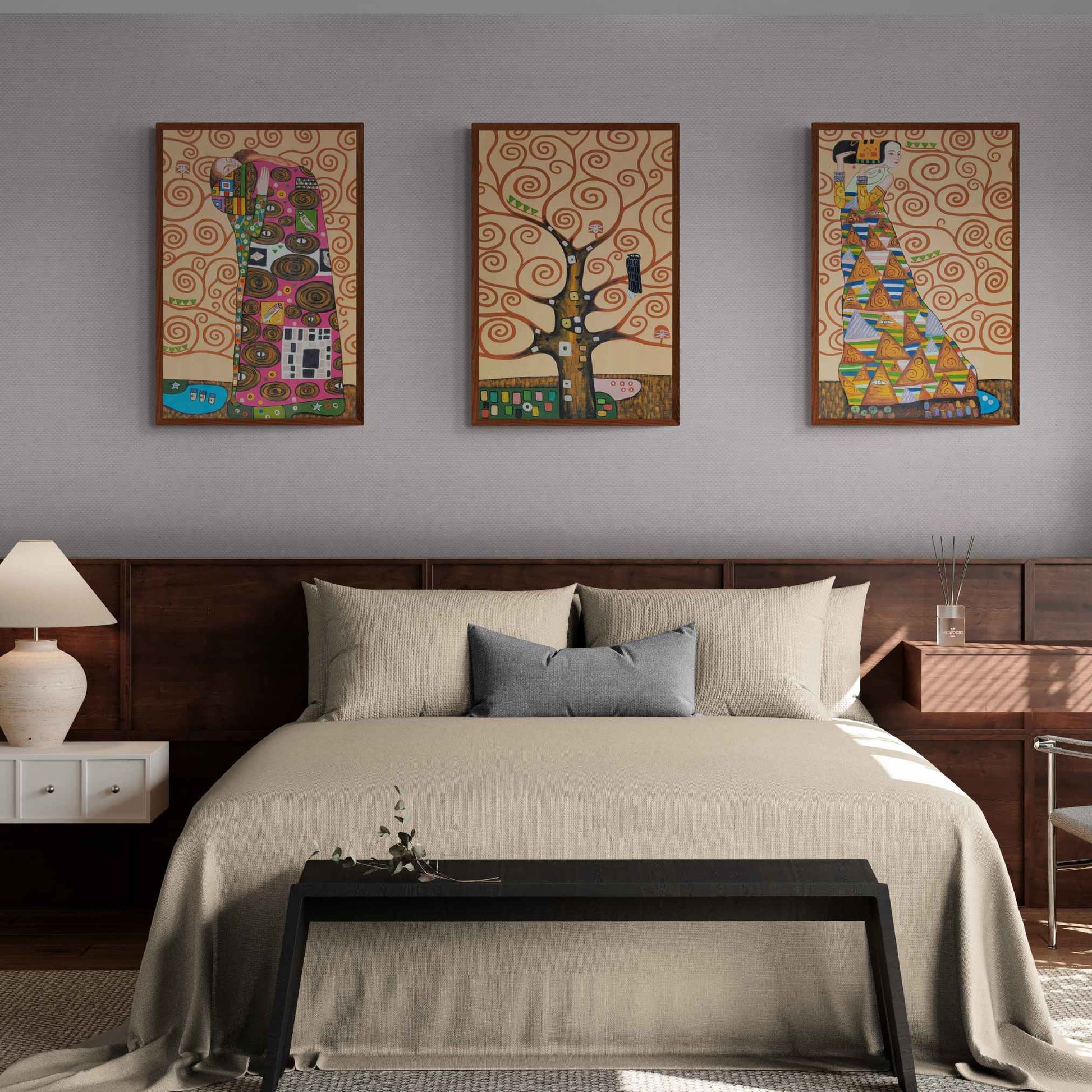 Cuadro Triptico Gustav Klimt 50x75 cm [3 piezas]