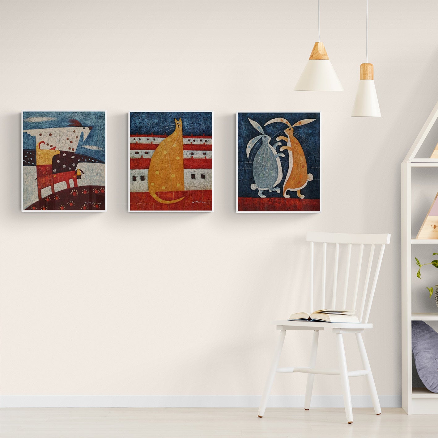Cuadro Triptico Infantil Animales 50x60 cm [3 piezas]V