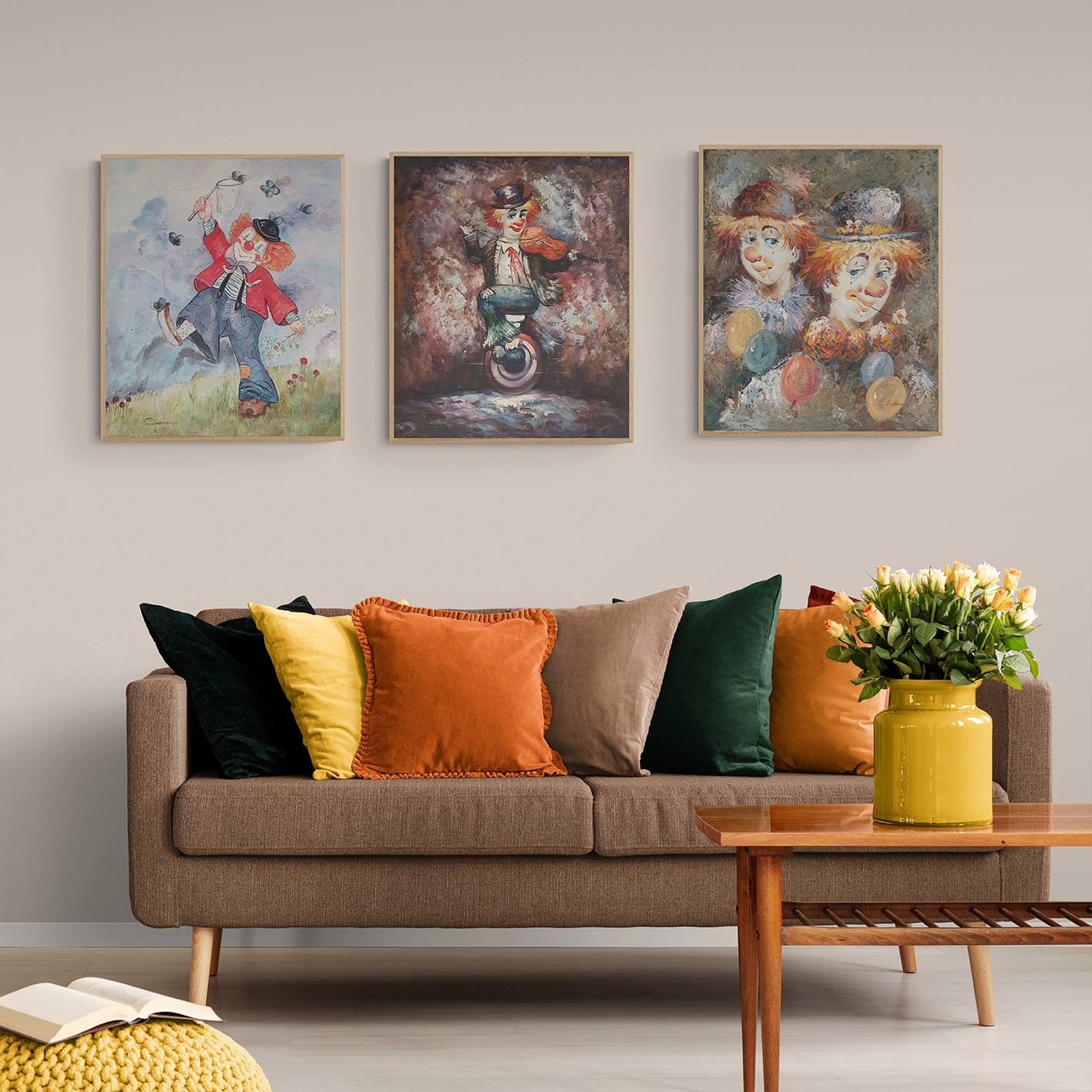 Cuadro Triptico Payaso 50x60 cm [3 piezas]