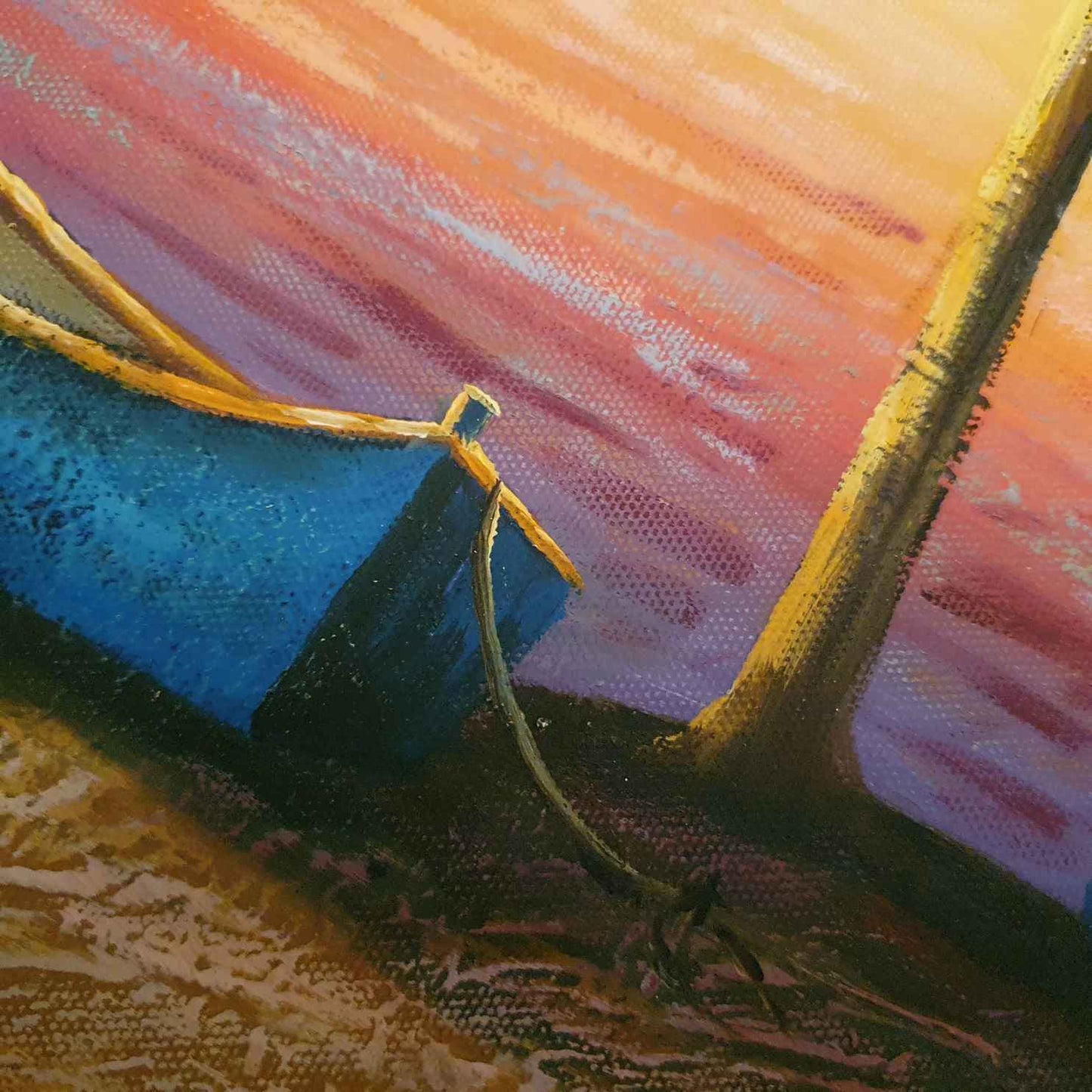 Cuadro Oleo Lienzo las Palmeras Junto al Mar 90x60 cm