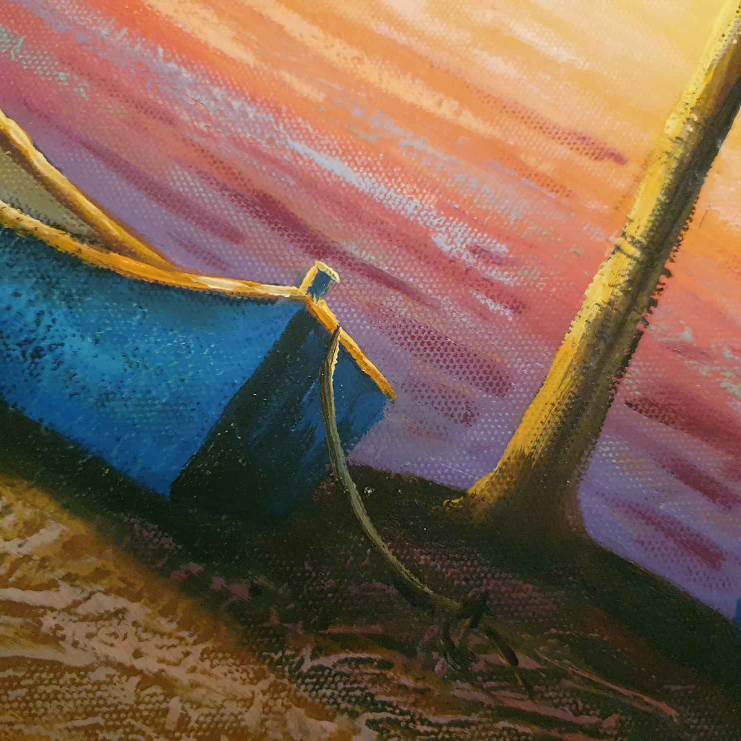 Cuadro Oleo Lienzo las Palmeras Junto al Mar 90x60 cm