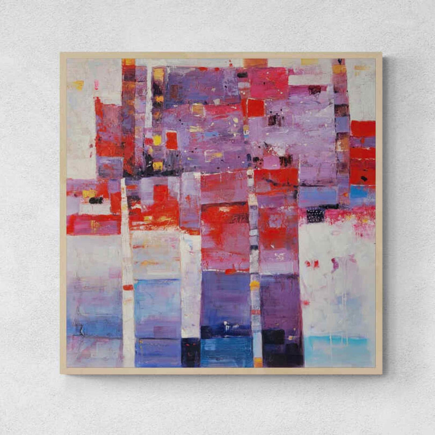 Cuadro Oleo Lienzo Pintura Abstracta colores rojos y violetas