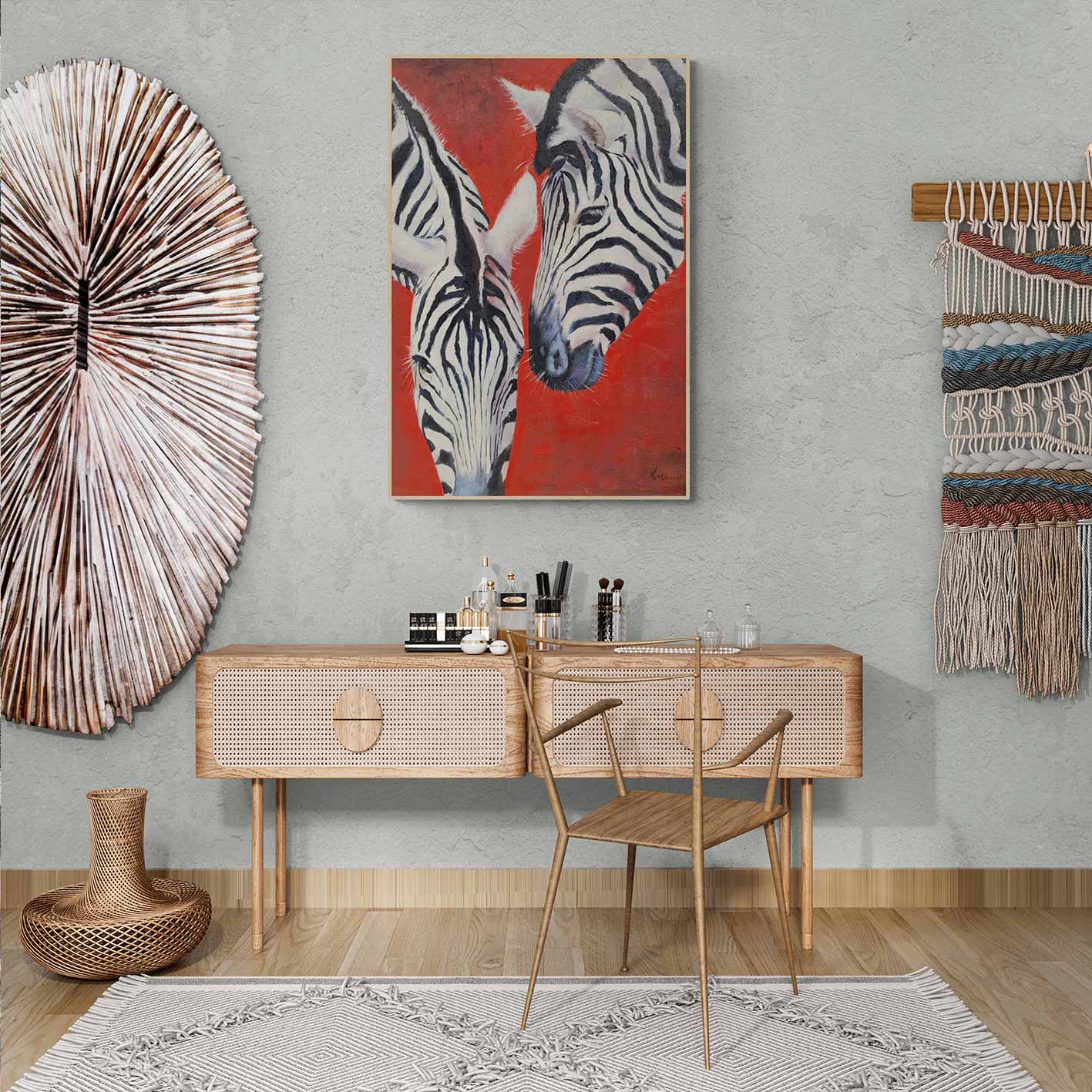 Pintura Cebra Modern Roja 69x97 cm