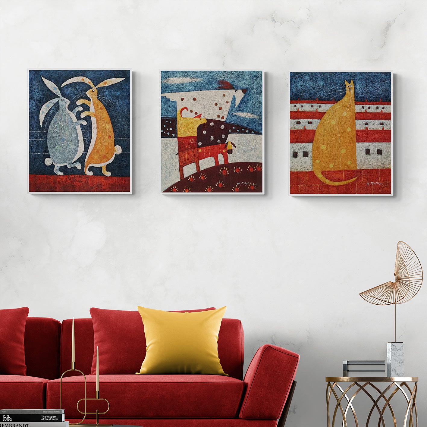 Cuadro Triptico Infantil Animales 50x60 cm [3 piezas]V