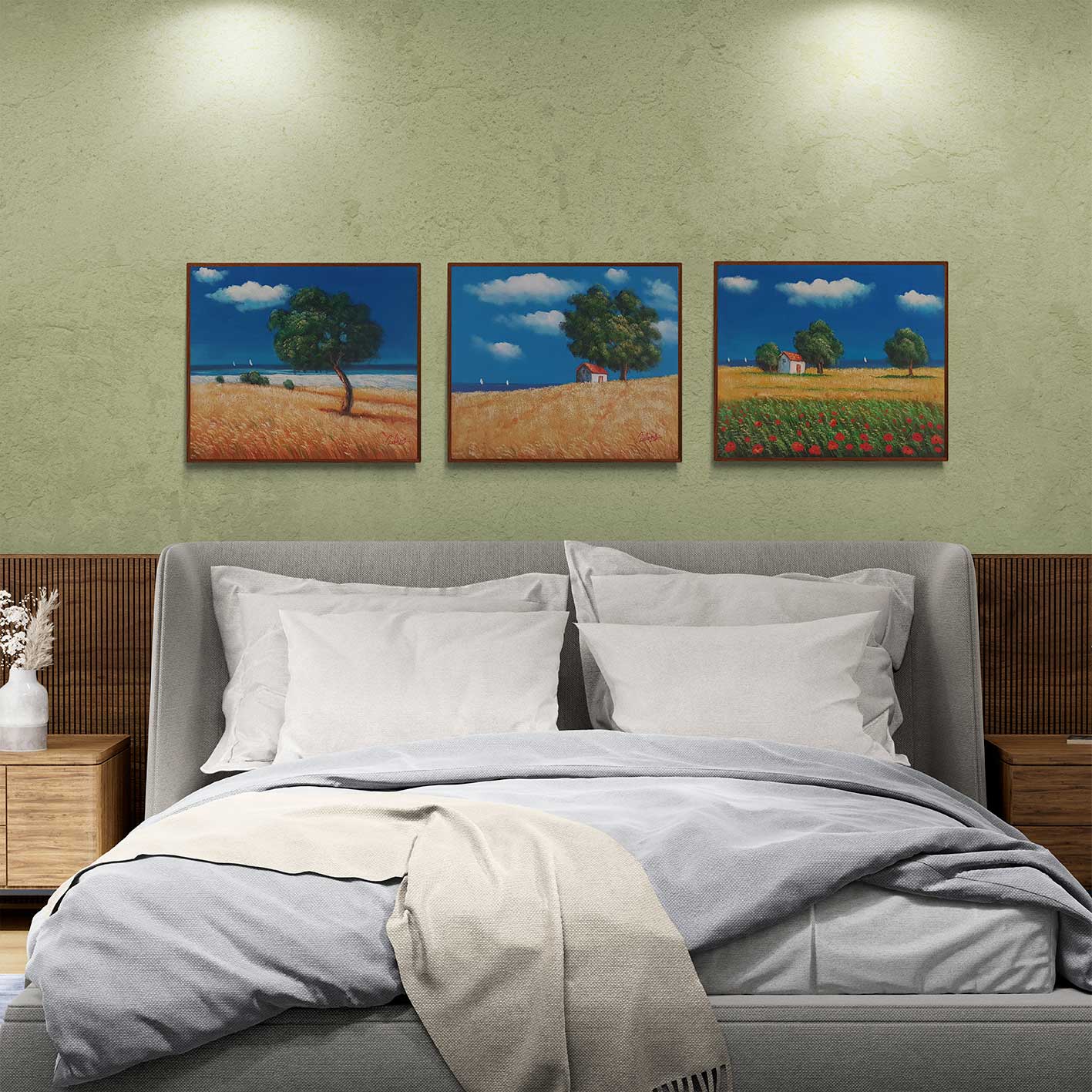 Cuadro Triptico en el Campo 50x60 cm [3 piezas]