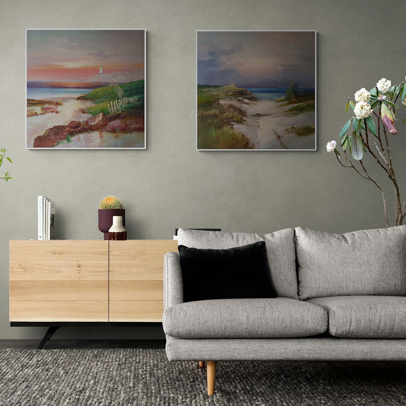 Cuadro Diptico Marinas y Dunas 80x80 cm [2 piezas]