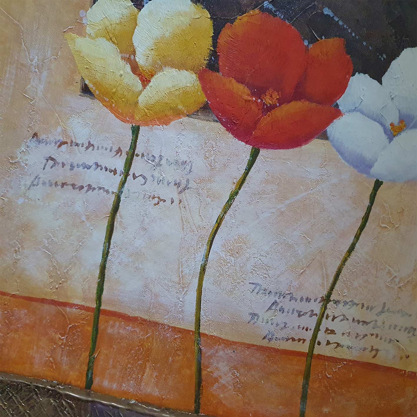 Cuadro Triptico Flores Oro 50x60 cm [3 piezas]
